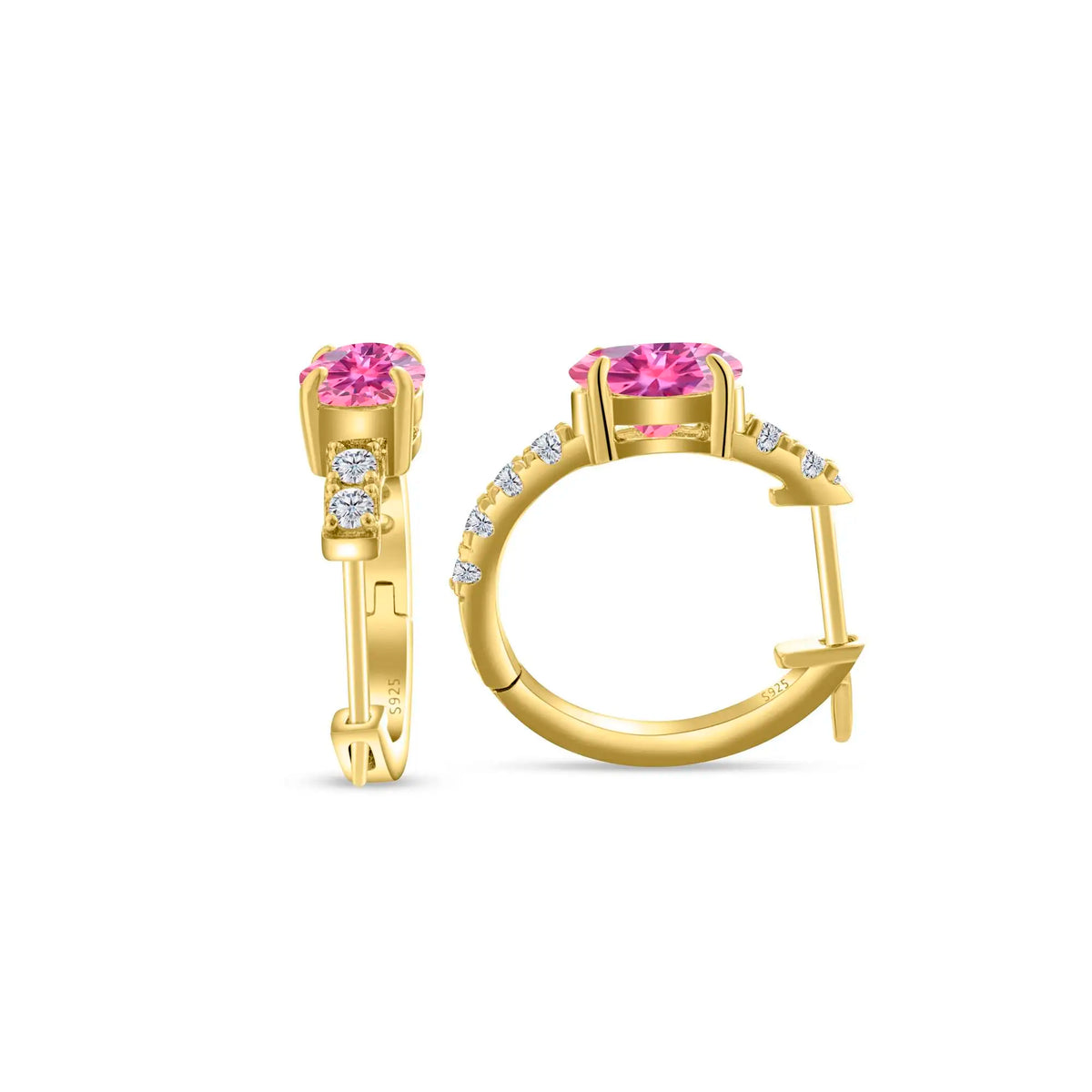 Colorful Oval Moissanite Hoop Earrings in Sterling Silver
