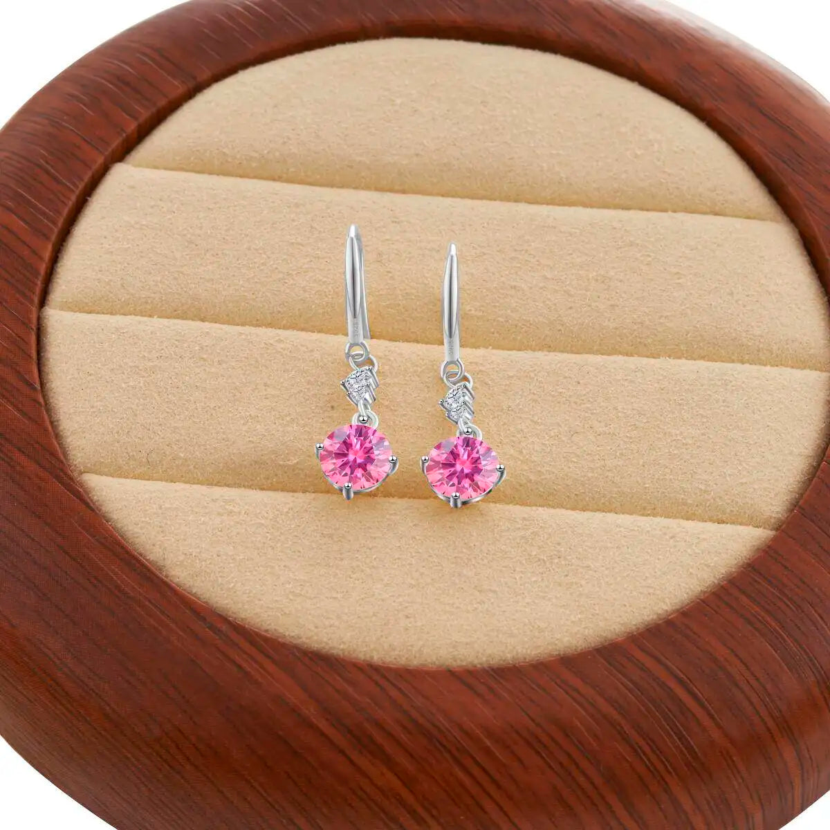 Colorful Moissanite Hook Drop Earrings in Sterling Silver