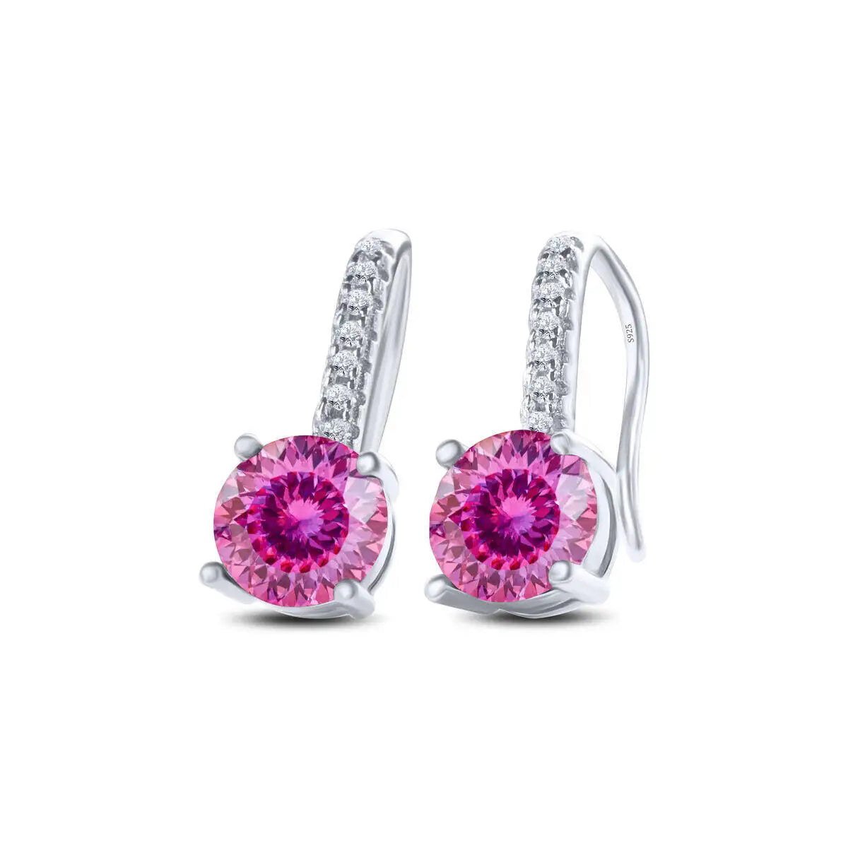 Colorful Moissanite Pavé Hook Earrings in Sterling Silver
