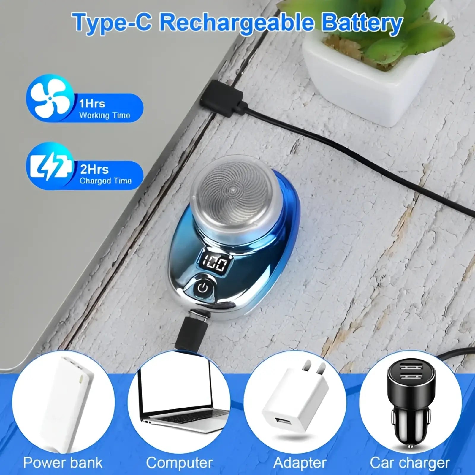 Portable Electric Shaver Led Display Type c Razor for Men