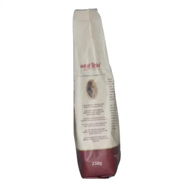 Buy 2 Get 1 Free - 2-250g Medium Roast + 250g Dark Roast Coffee Beans Bundle - World Safari Shops. Out of Africa premium Kenyan coffee ground for convenient brewing, featuring dark roast Arabica coffee with a rich, full-bodied flavor profile. Buy 2 Get 1 Free Kenyan coffee selection with three Out of Africa 250g ground coffee packs, offering medium roast and dark roast options in one bundle.