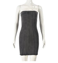 "Sexy Backless Strapless Denim Dress"