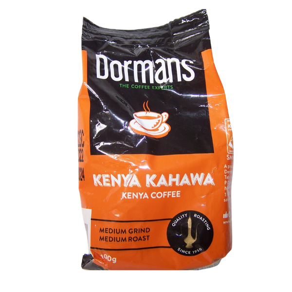 dormans kenya kahawa coffee packaging side view medium grind coffee