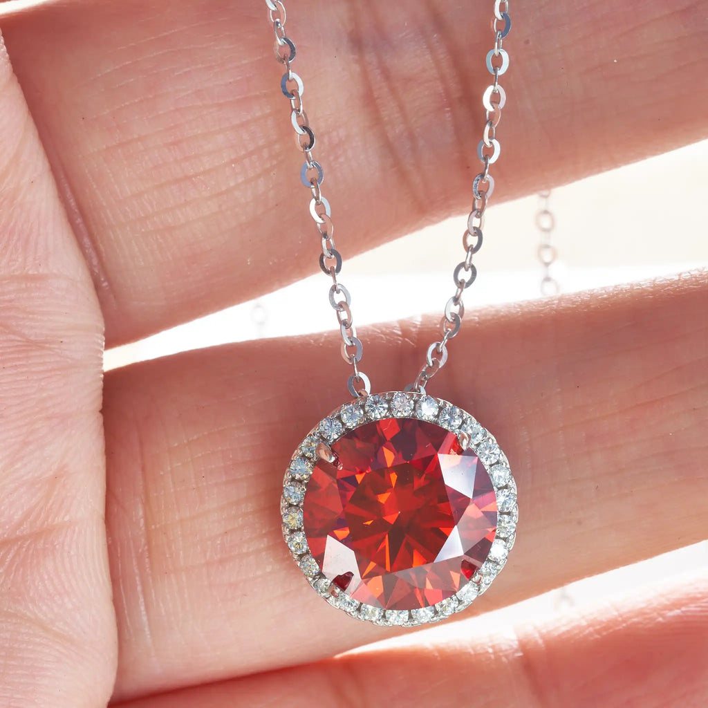 Statement Halo Moissanite Necklace, Earrings & Ring Set