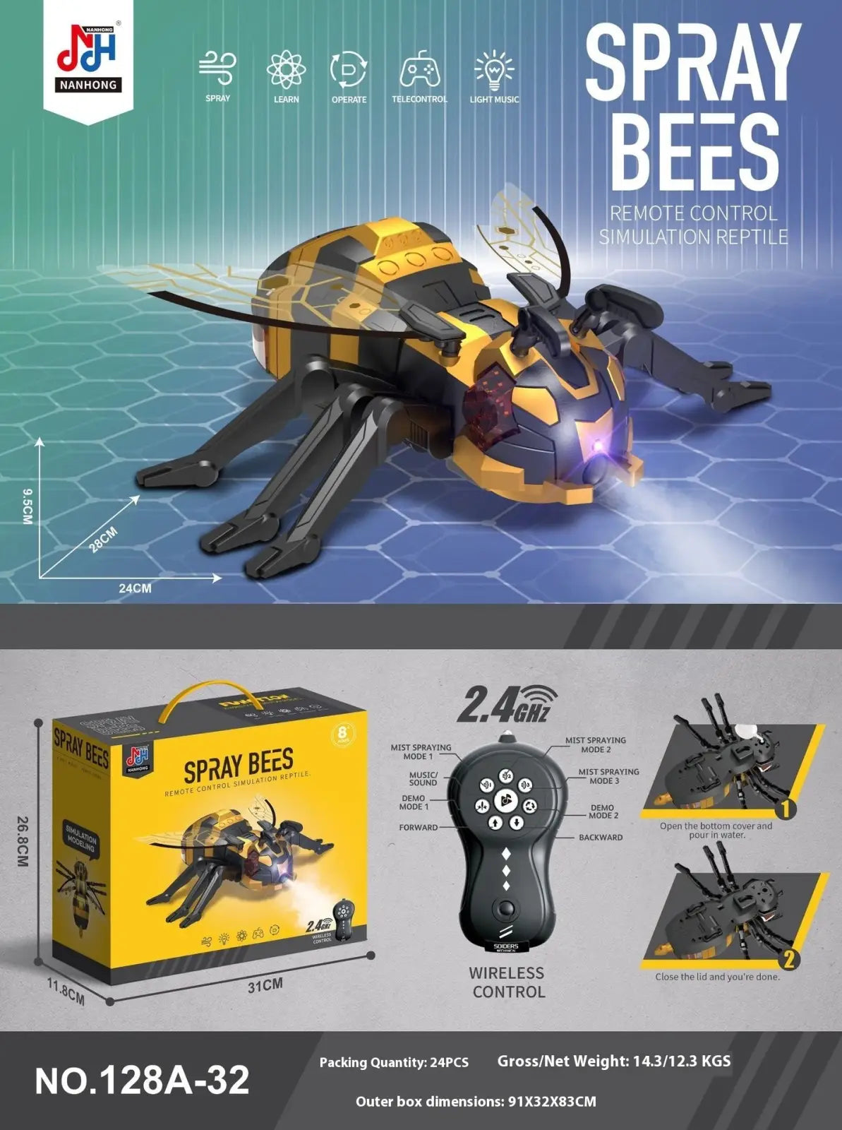 Remote Control Spray Dragonfly Centipede Toy