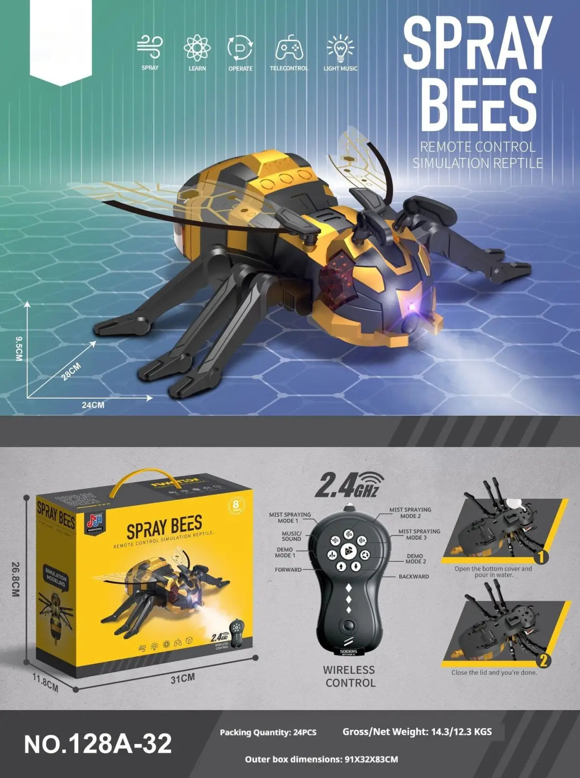 Remote Control Spray Dragonfly Centipede Toy