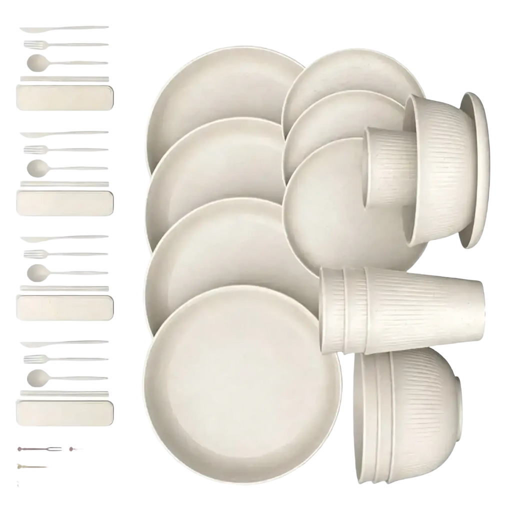 Ribbed Plastic Dinnerware Set for Camping and Home