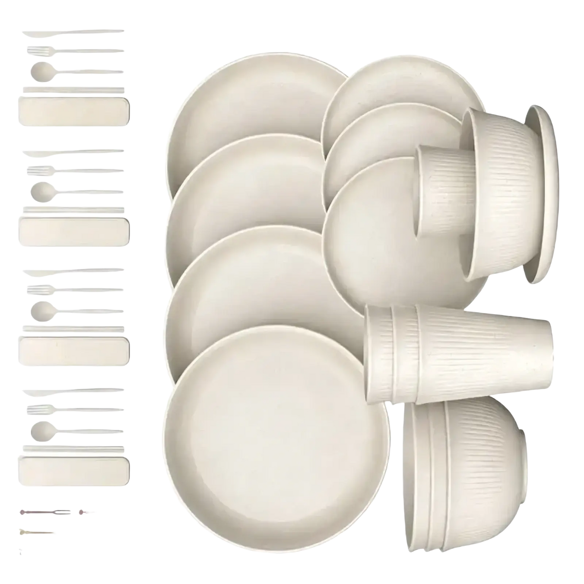 Ribbed Plastic Dinnerware Set for Camping and Home