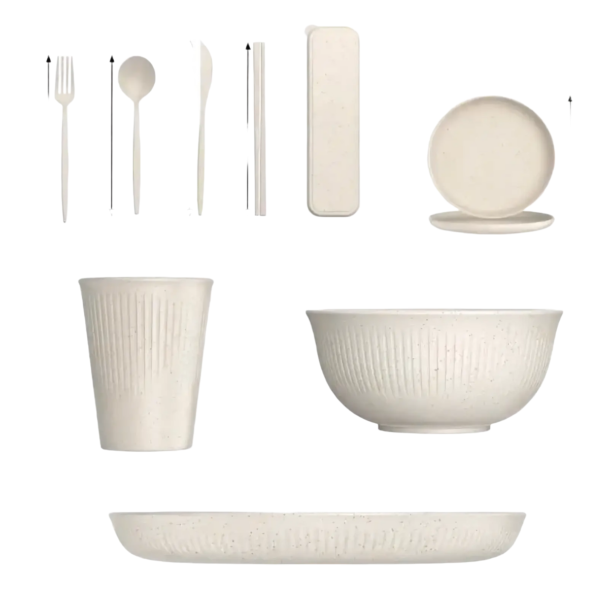 Ribbed Plastic Dinnerware Set for Camping and Home