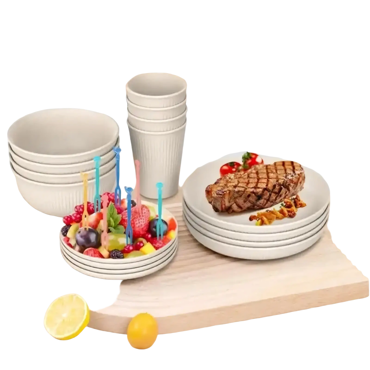 Ribbed Plastic Dinnerware Set for Camping and Home