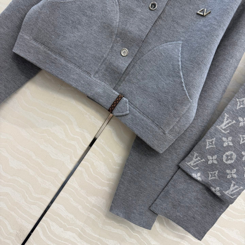 LV Monogram Inlaid Two-Tone Patterned Jacket Women's