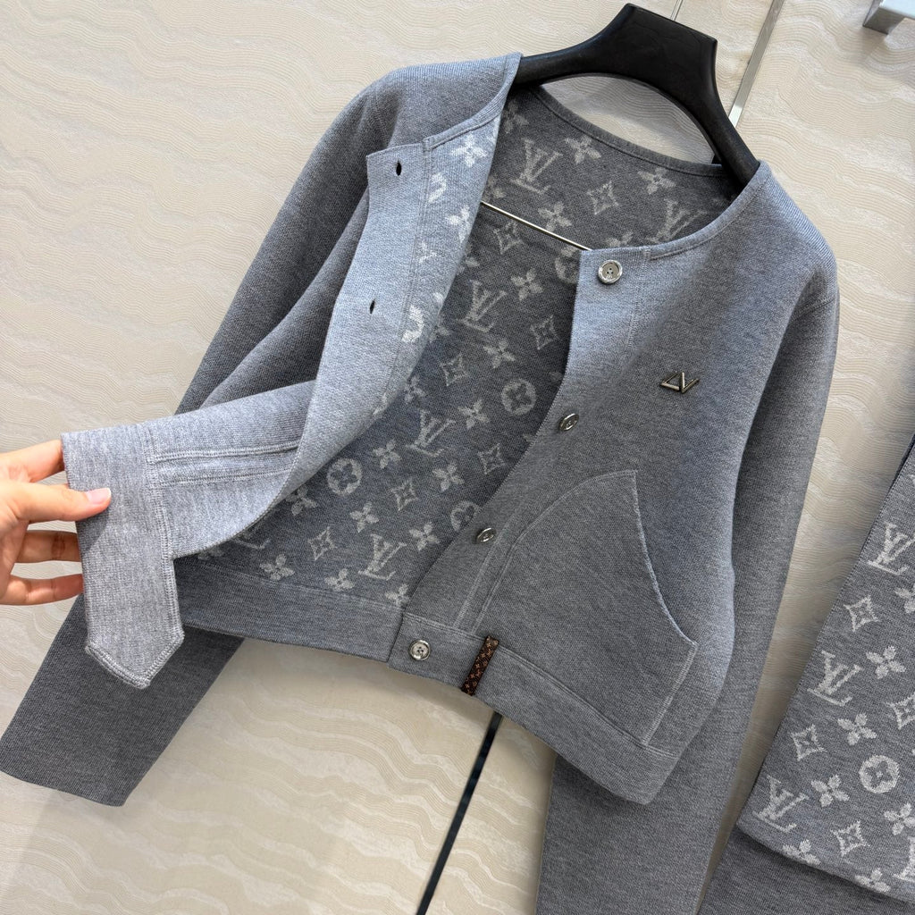 LV Monogram Inlaid Two-Tone Patterned Jacket Women's