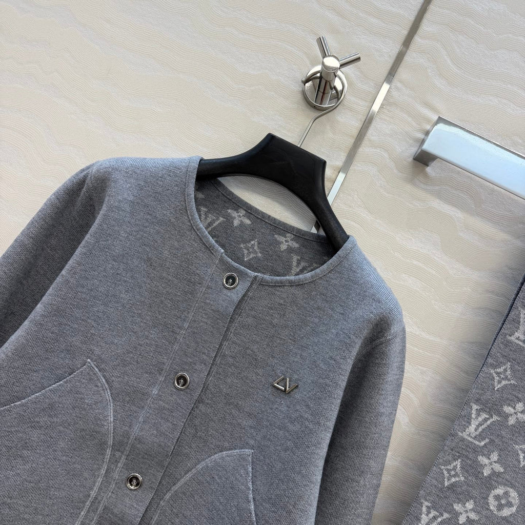LV Monogram Inlaid Two-Tone Patterned Jacket Women's