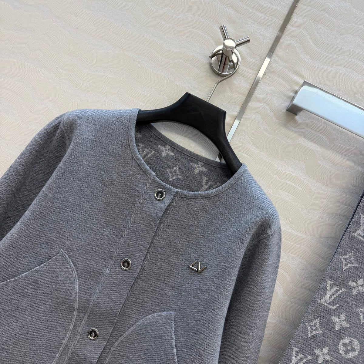 LV Monogram Inlaid Two-Tone Patterned Jacket Women's
