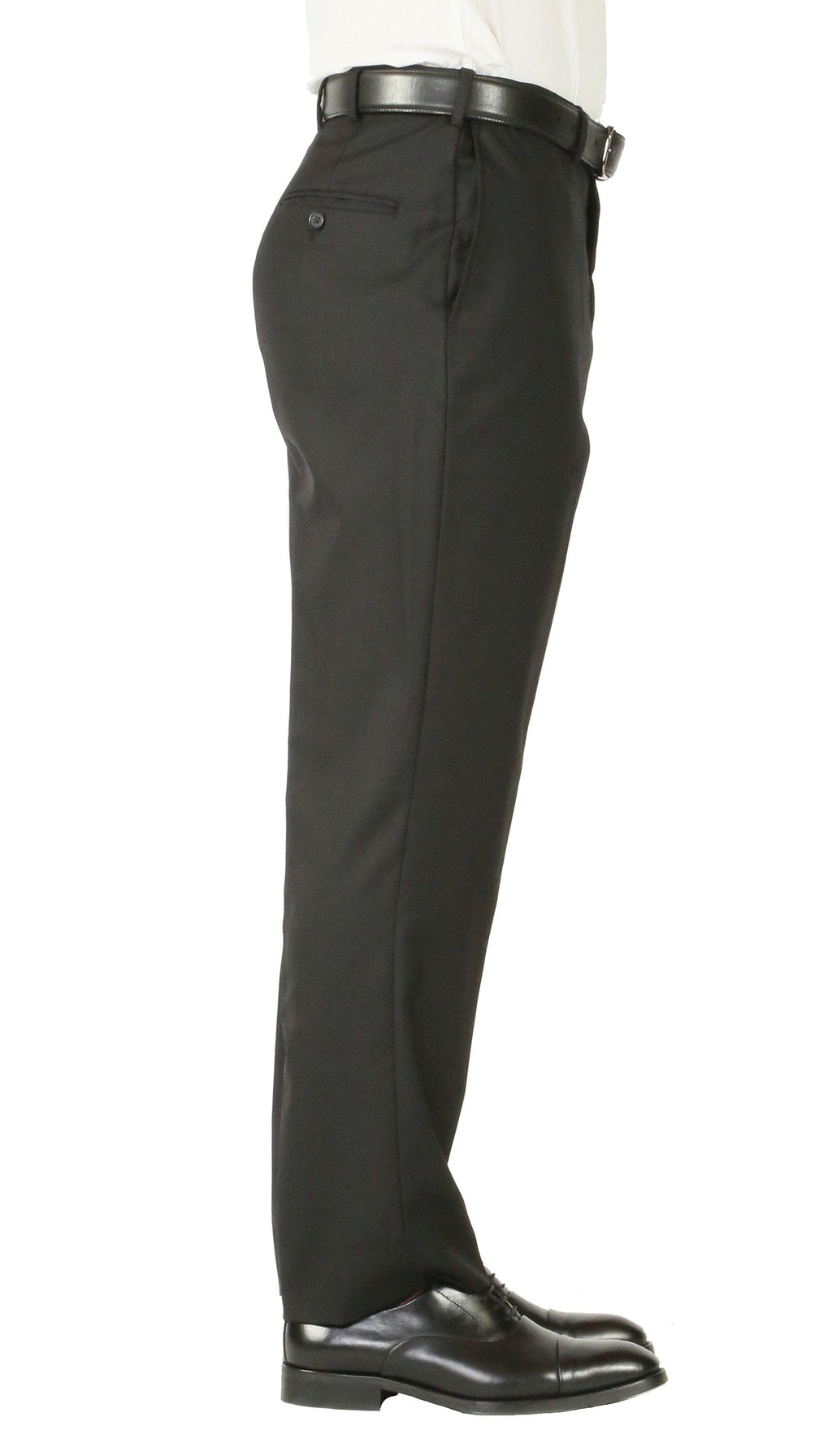 Rod Premium Black 2 Piece Wool Suit Stain Resistant Traveler Suit with 2 Pairs of Pants