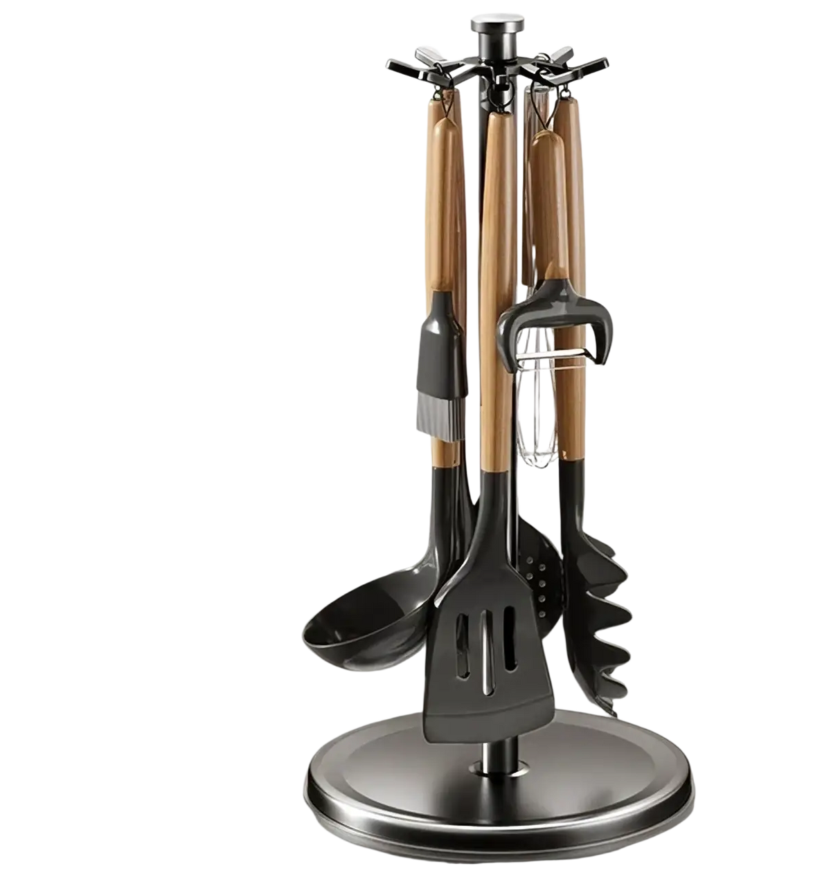 Rotating Kitchen Utensil Holder with 8 Hooks