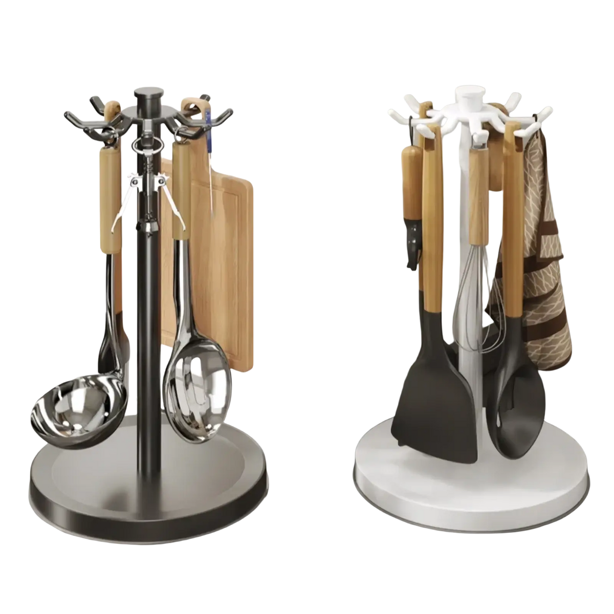 Rotating Kitchen Utensil Holder with 8 Hooks