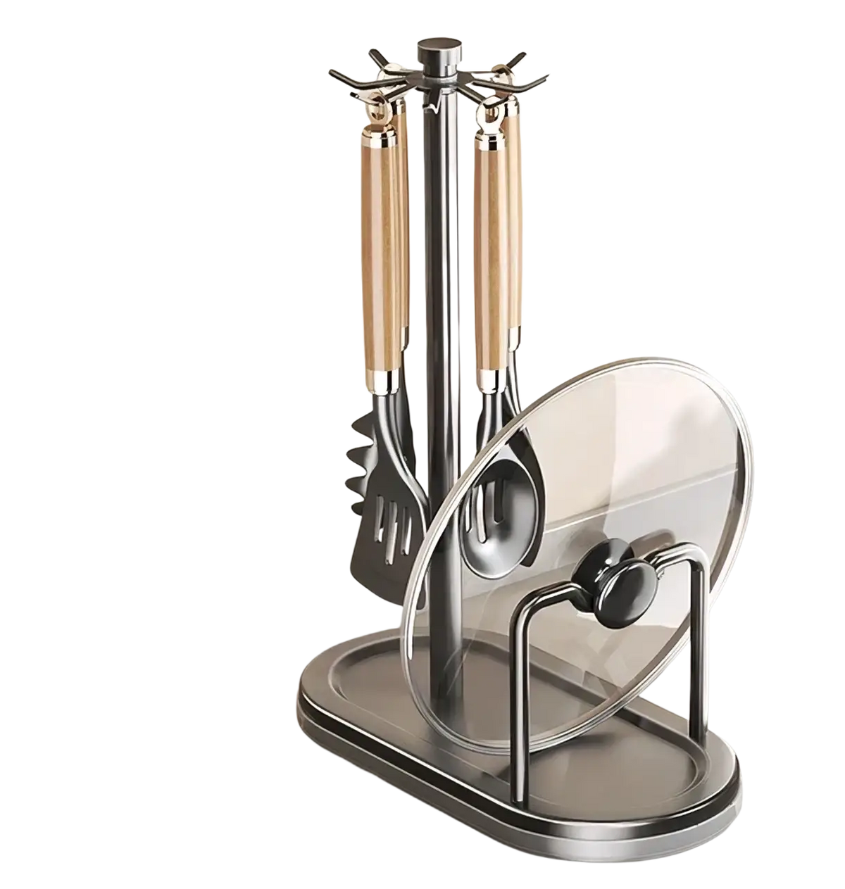 Rotating Kitchen Utensil Holder with 8 Hooks