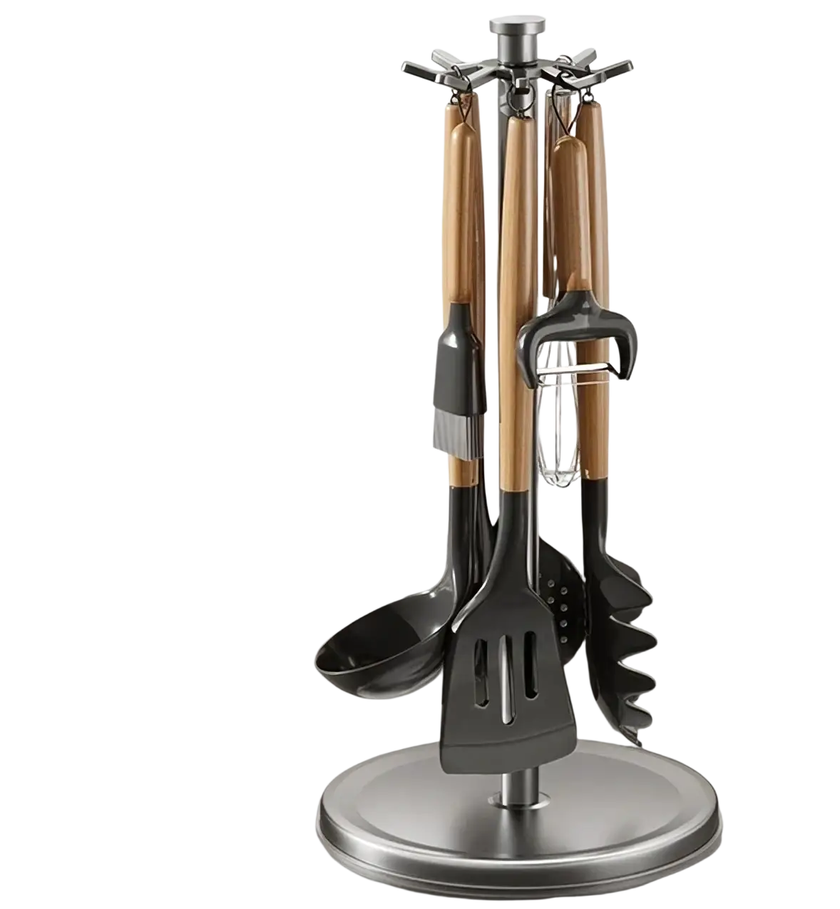 Rotating Kitchen Utensil Holder with 8 Hooks