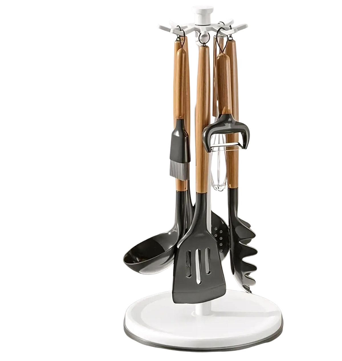 Rotating Kitchen Utensil Holder with 8 Hooks