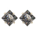 Gray Princess-Cut Moissanite Stud Earrings in Sterling Silver