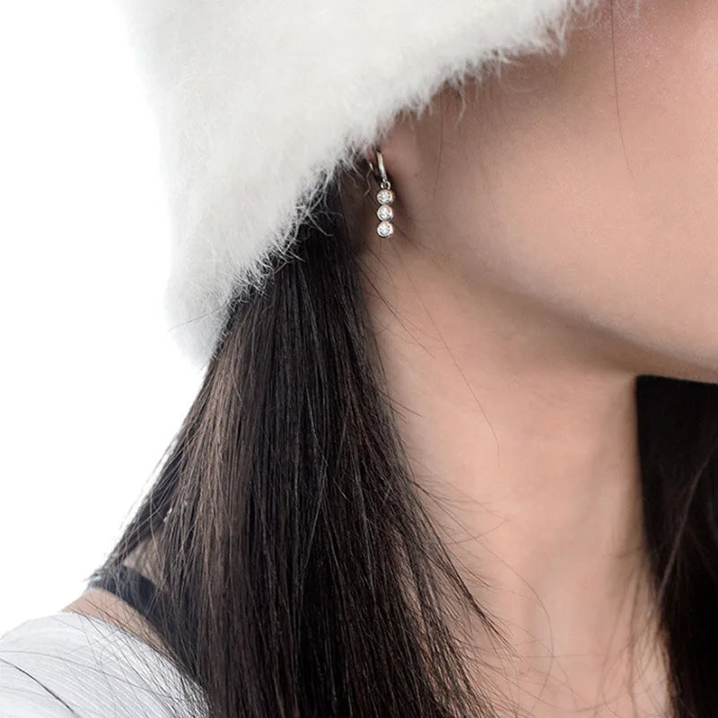 Moissanite Leaf, Star & Bezel Drop Earrings in Sterling Silver