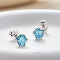 Sea Blue Moissanite Stud Earrings in Sterling Silver