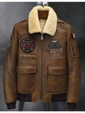 Men’s B3 Flying Leather Coat Embroidered Bomber Jacket