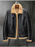 Men’s Thick Winter Motorcycle Shearling Fur Leather Jacket Coat