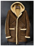 Men's Hooded Sheepskin Shearling Leather Jacket