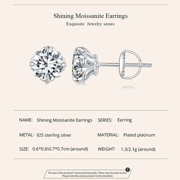 Openwork Moissanite Screw-Back Stud Earrings in Silver