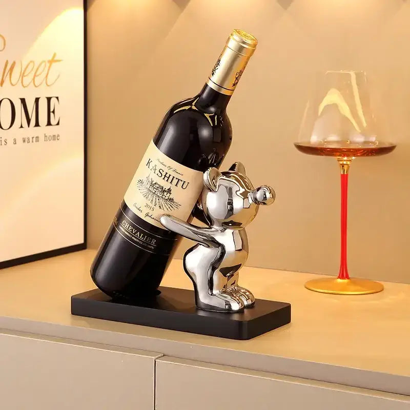 DecorBites™ Bear Wine Rack Cup Holder for Home Bar, Kitchen Storage & Decor