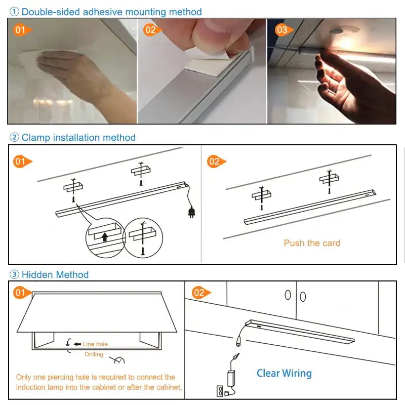 Silver rectangular pir motion sensor cabinet lights kitchen night light