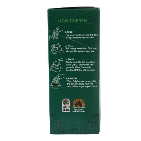 Dormans drip coffee bag brewing instructions Kenya coffee