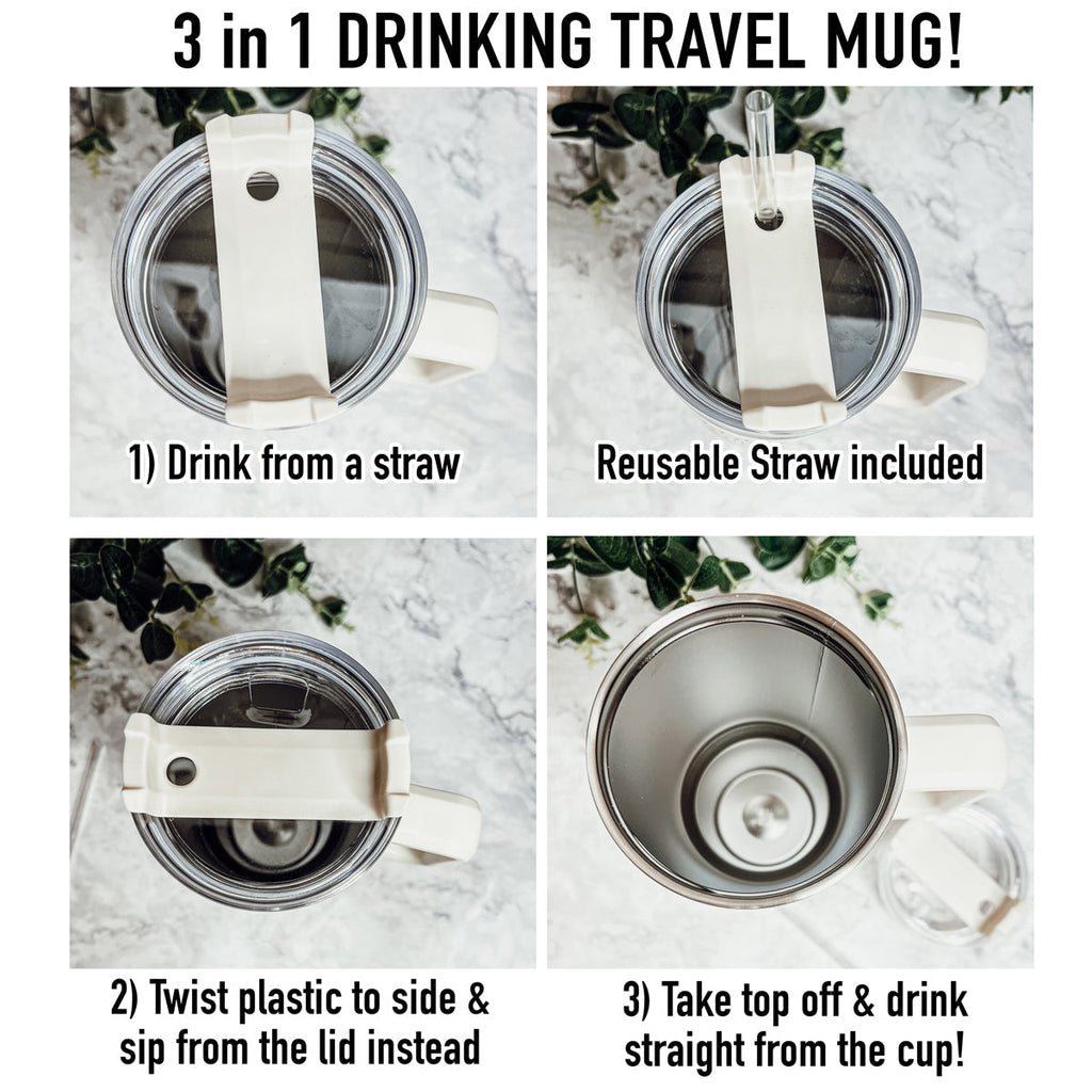 Just A Mom Raising Feral Children 40oz Insulated Travel Tumbler With Handle Stainless Steel