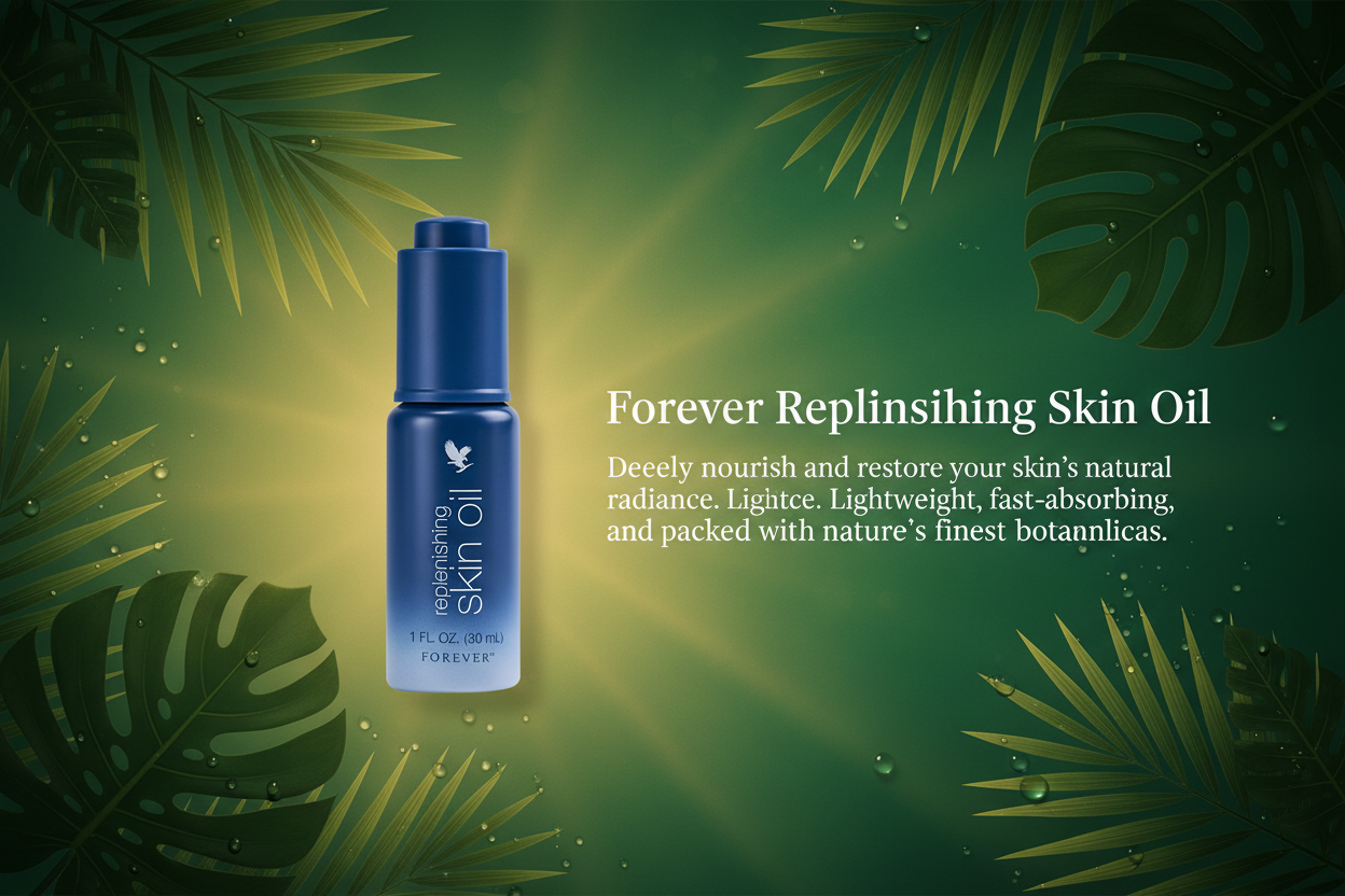 forever living Replenishing skin oil supports smoother looking skin and restores moisture with this light silicone-free fluid containing retinol and a blend of vitamin E aloe vera and borage seed oil.