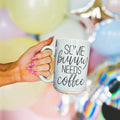 Easter Bunny Ceramic Coffee Mug 16oz Pastel Blue Pink Spring Large