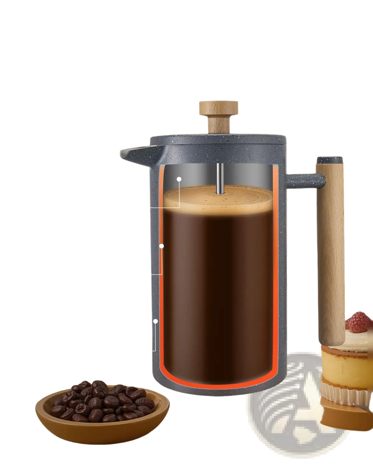 Stainless Steel French Press 34oz Double Wall Black