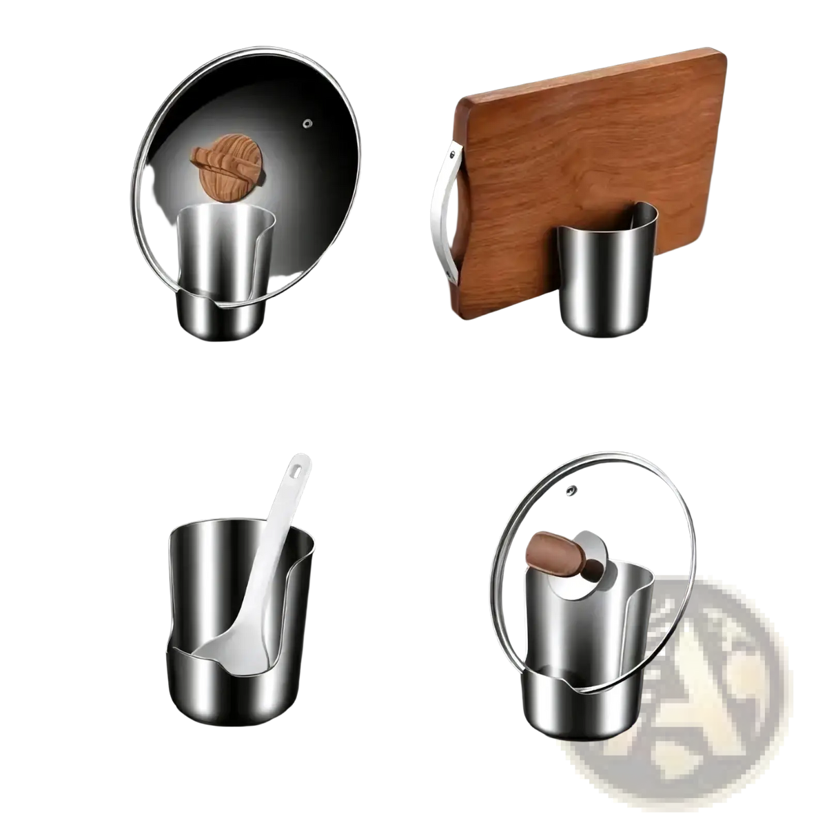 Stainless Steel Pot Lid and Spoon Holder Stand