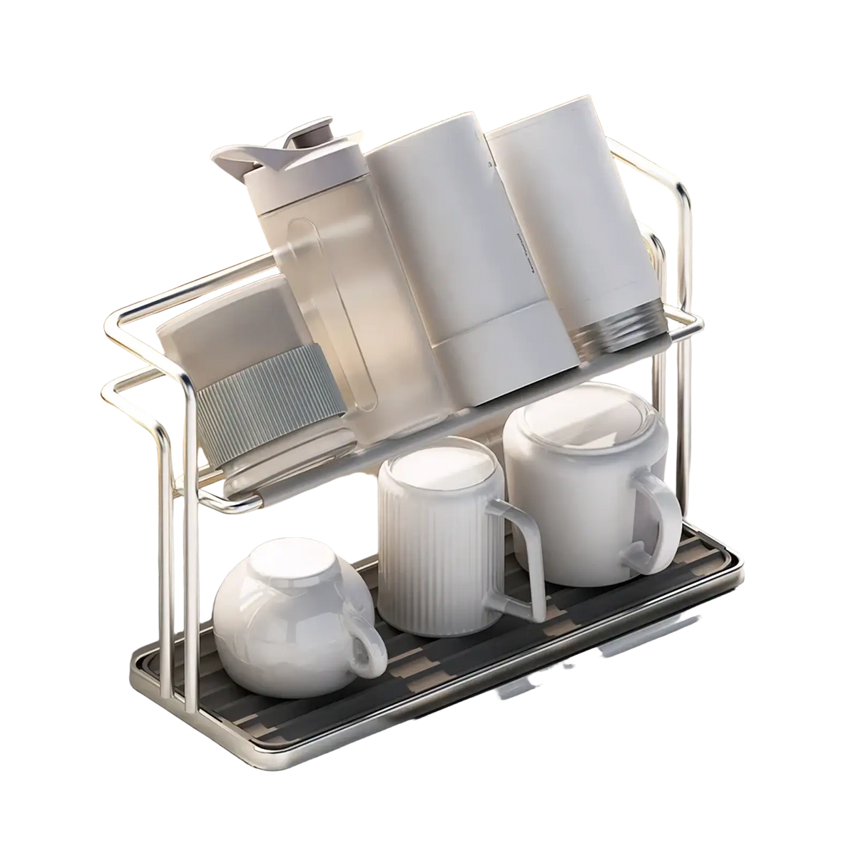 Stainless Steel Two-tier Mug and Cup Storage Rack