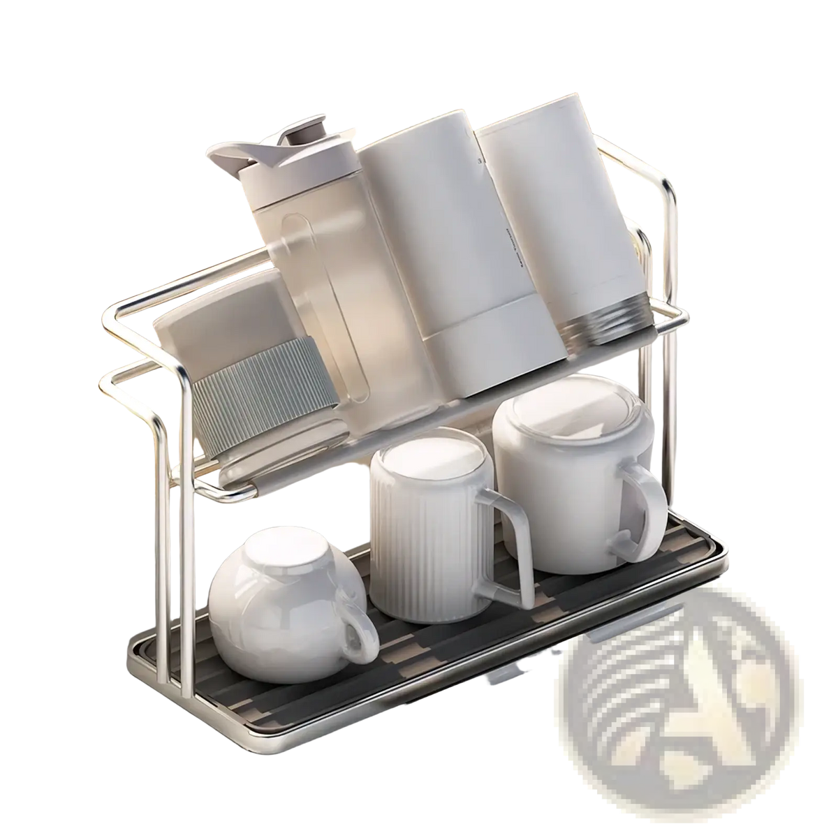 Stainless Steel Two-tier Mug and Cup Storage Rack