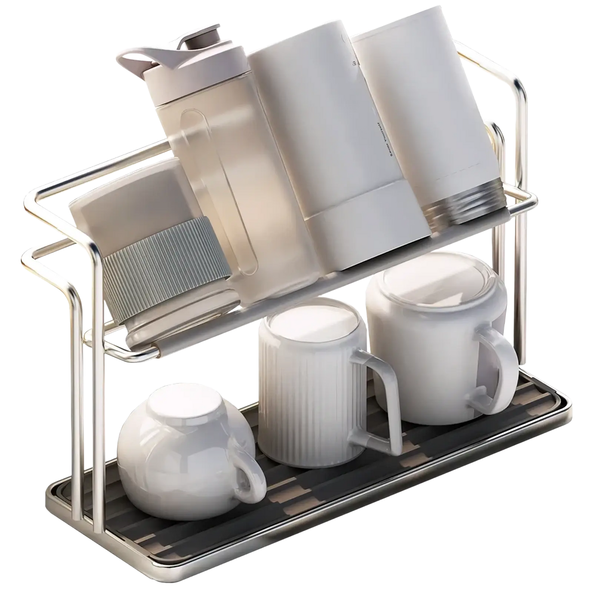 Stainless Steel Two-tier Mug and Cup Storage Rack