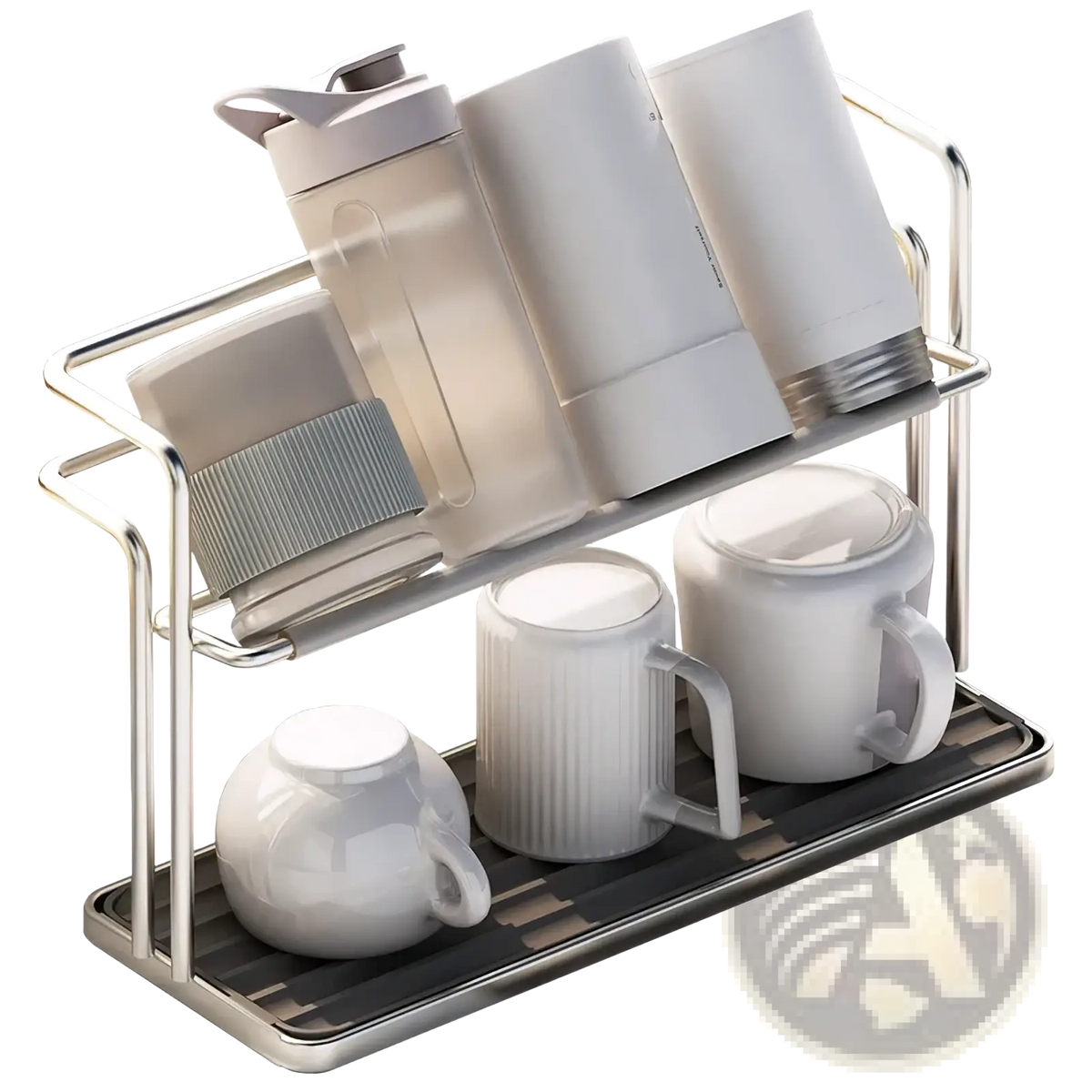 Stainless Steel Two-tier Mug and Cup Storage Rack