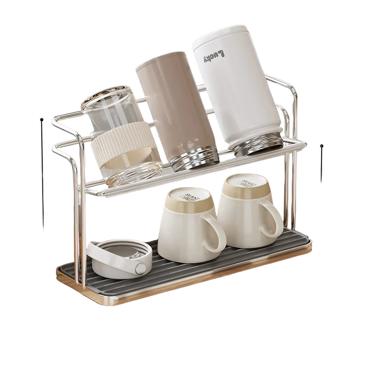 Stainless Steel Two-tier Mug and Cup Storage Rack