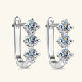 Three-Stone Moissanite Leverback Hoop Earrings in Sterling Silver