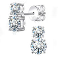 Graduated Two-Stone Moissanite Stud Earrings in Sterling Silver