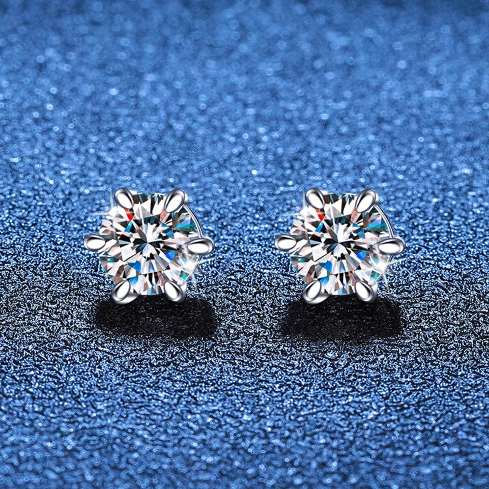 Colored Magnetic Moissanite Earrings in 925 Sterling Silver