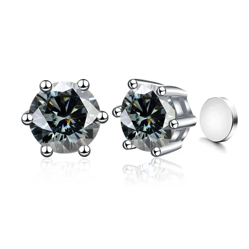 Colored Magnetic Moissanite Earrings in 925 Sterling Silver
