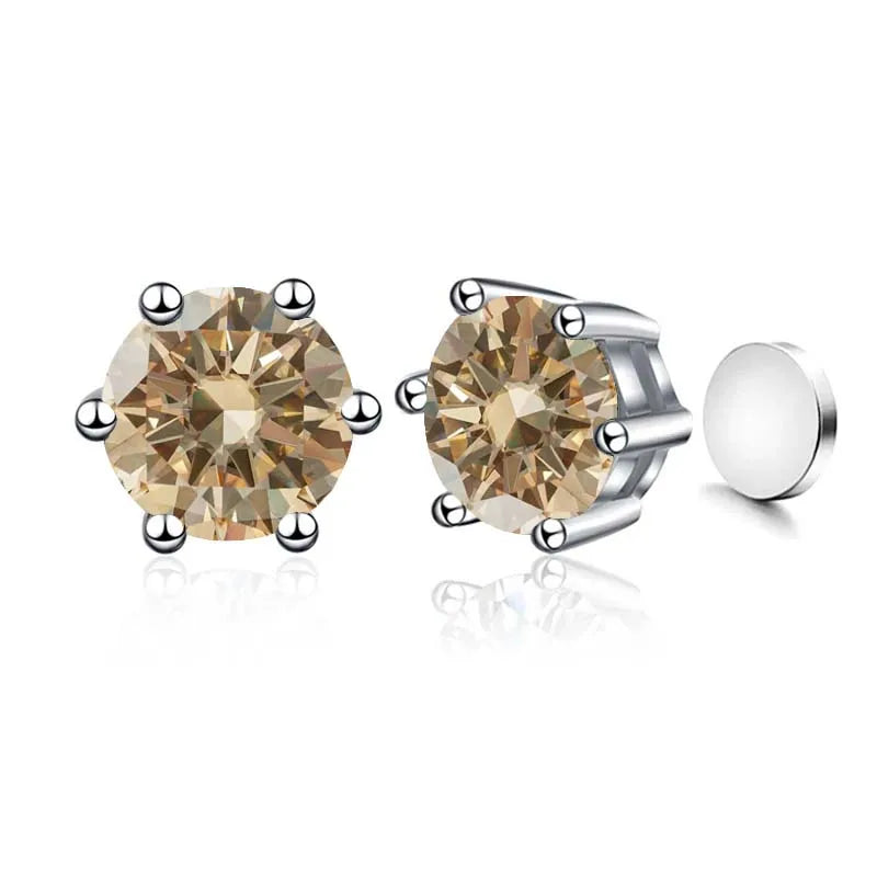 Colored Magnetic Moissanite Earrings in 925 Sterling Silver
