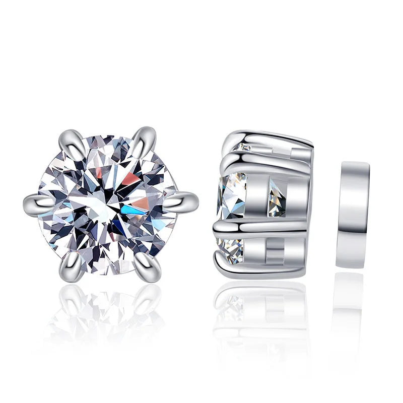 Colored Magnetic Moissanite Earrings in 925 Sterling Silver